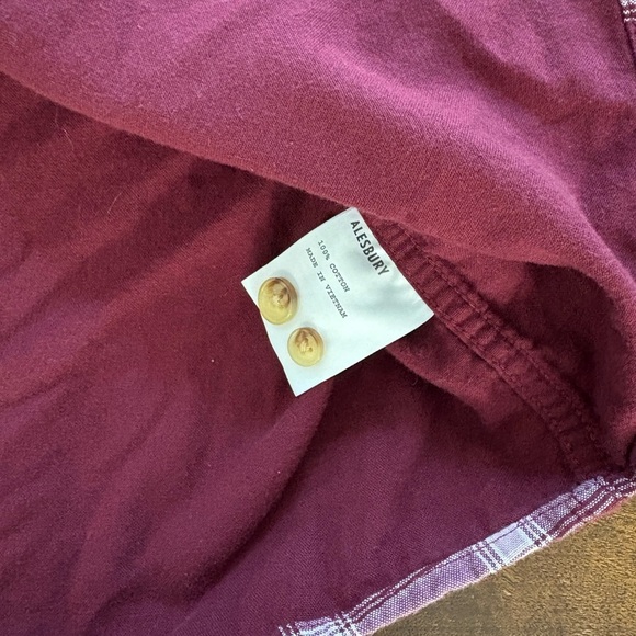 Alesbury Denali Double Cloth Cotton LS Plaid Button Shirt Men 2XL Red Maroon - Picture 4 of 8